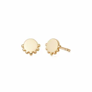 Beaded Disc Stud Earrings 18Ct Gold Plate