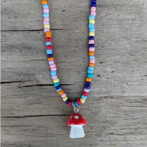 Beaded Mushroom Necklace