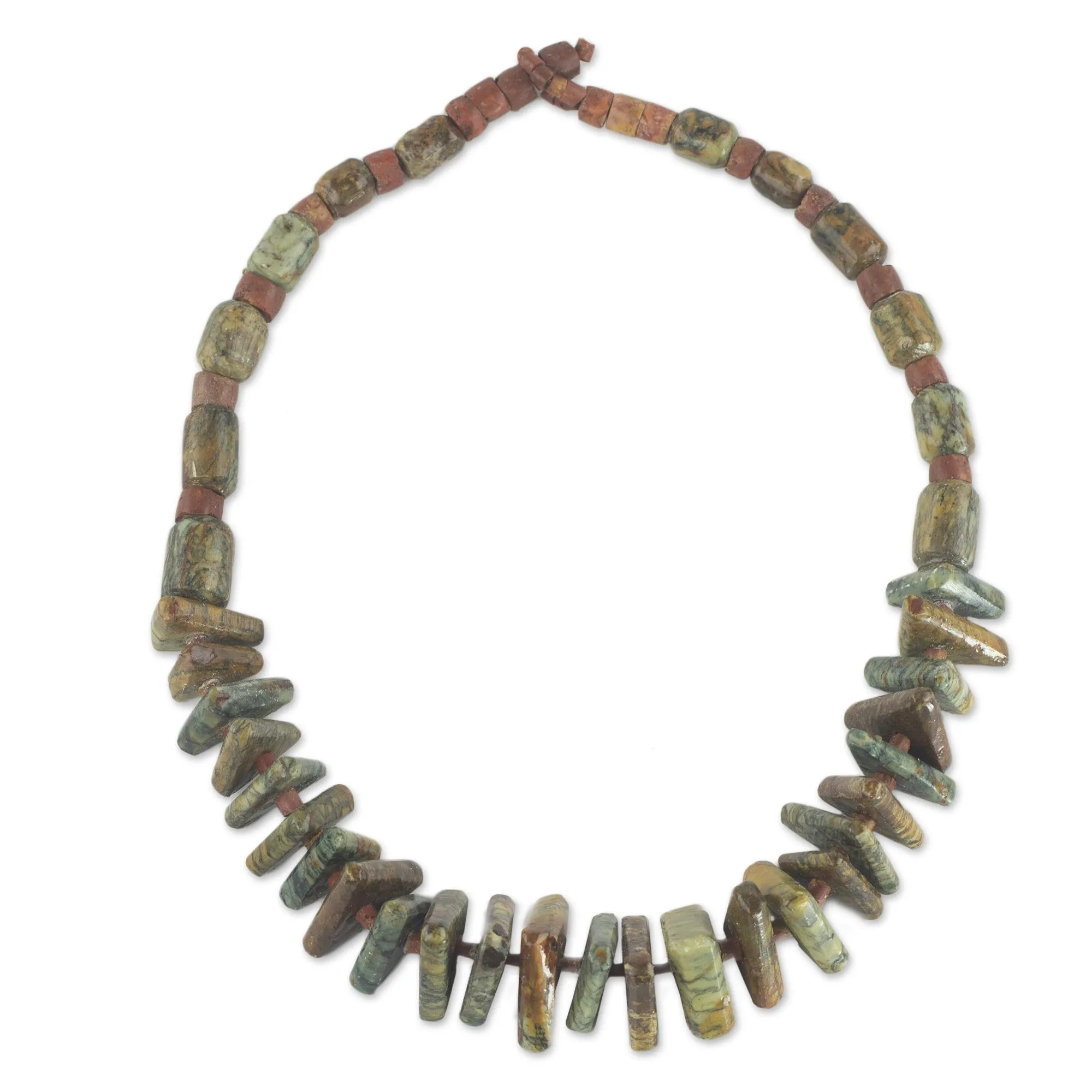 Beautiful Adom Soapstone and Bauxite Beaded Pendant Necklace from Ghana