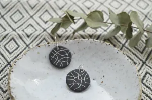 Black clay earrings No. 4