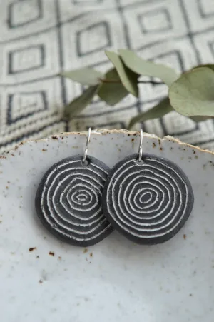 Black clay earrings No. 6