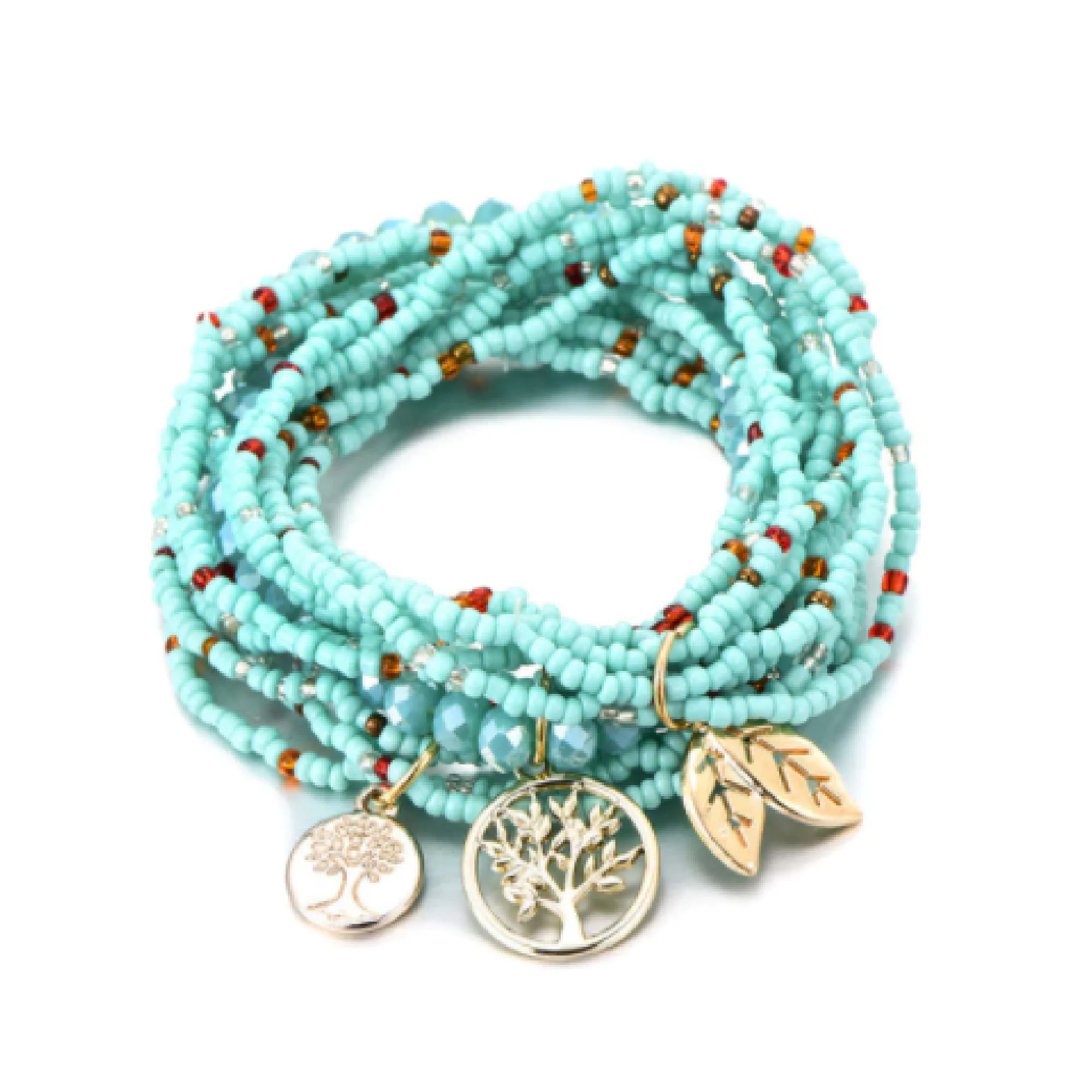 Boho Tree of Life Charm Bracelet for Teens & Young Adults, Three Layers