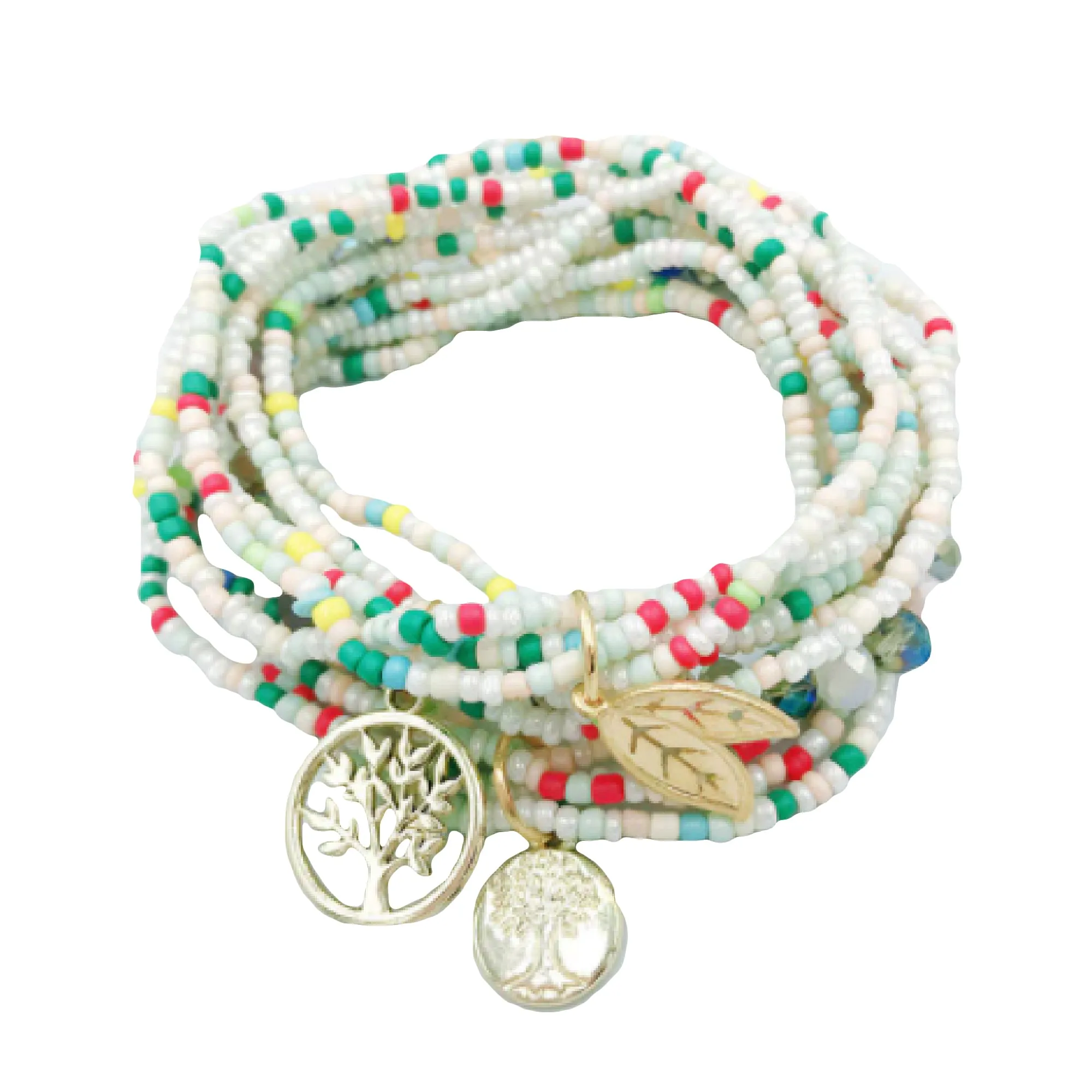 Boho Tree of Life Charm Bracelet for Teens & Young Adults, Three Layers