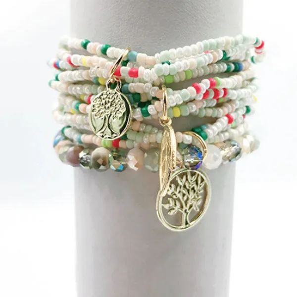 Boho Tree of Life Charm Bracelet for Teens & Young Adults, Three Layers