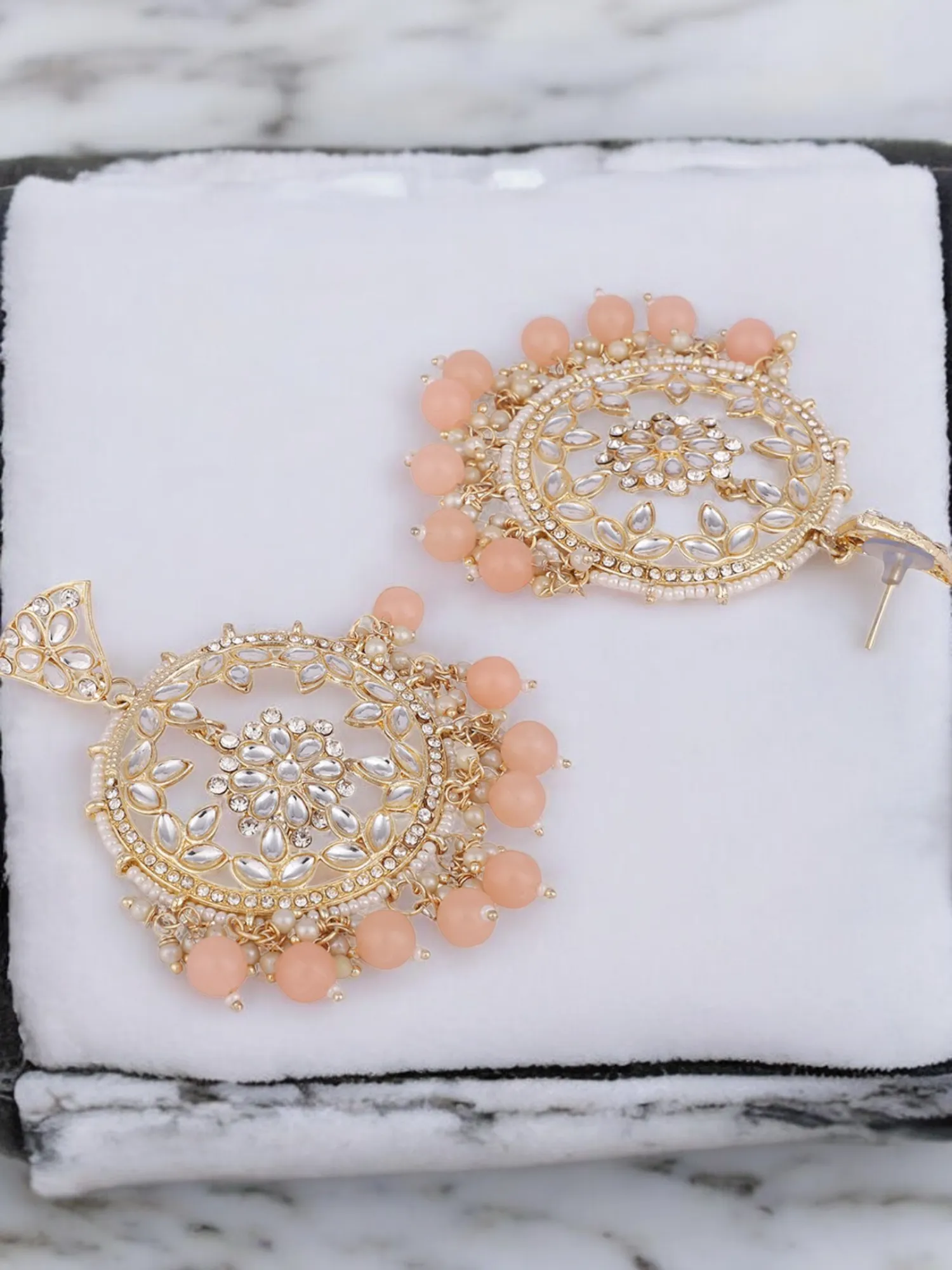 Bridal Engagement Chandbali Peal Jewelry Collection, Indian Earrings, pearl Earring, Statement Earrings,