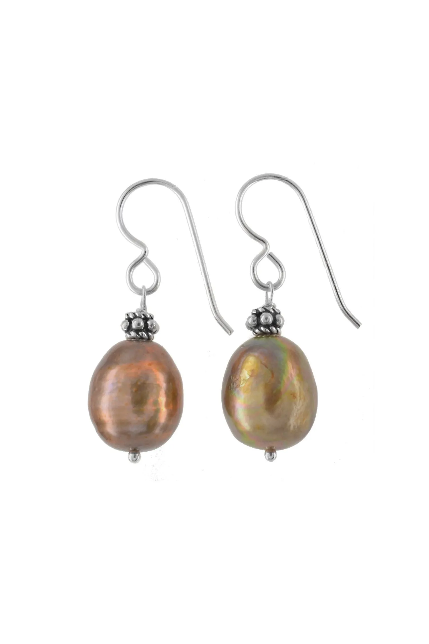 Bronzed Pearl Dangle Earrings