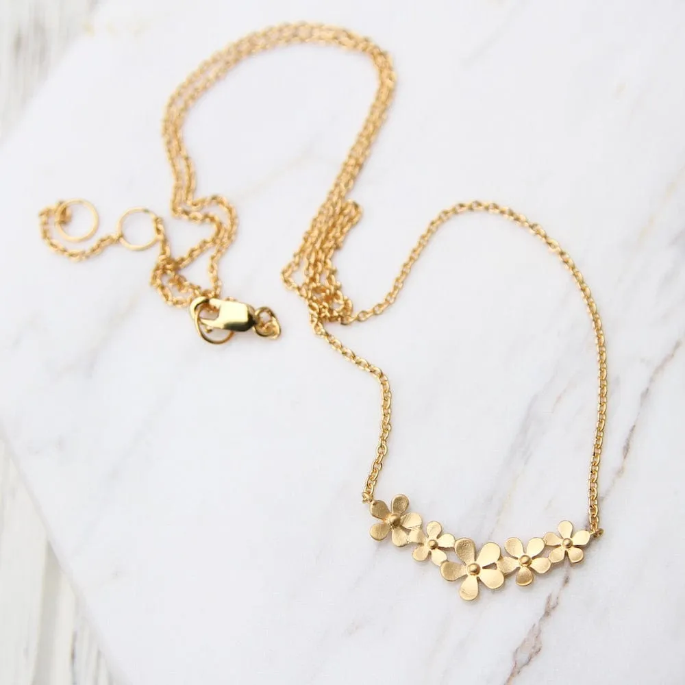 Brushed Gold Vermeil Curve of Forget-Me-Not Necklace