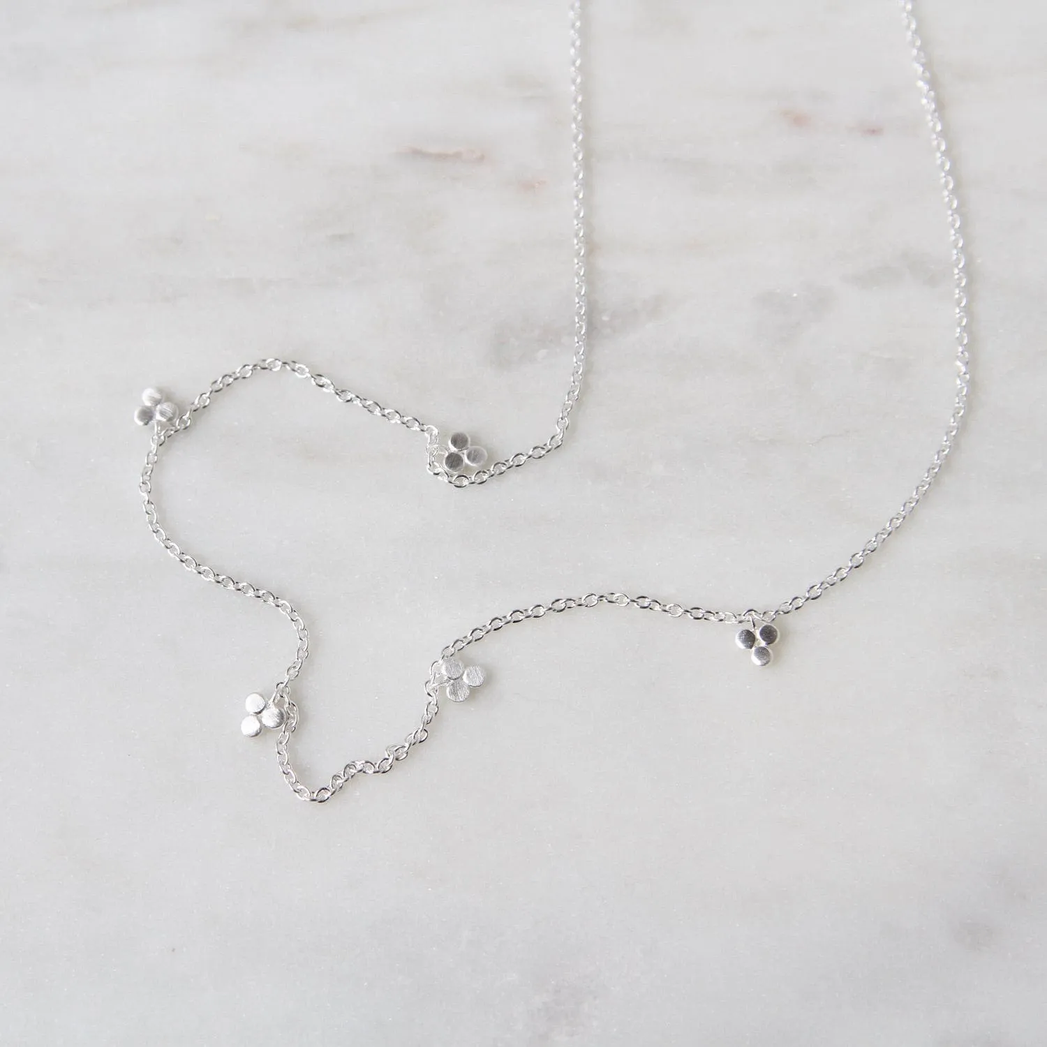 Brushed Sterling Silver Tri-Dot Dangle Necklace