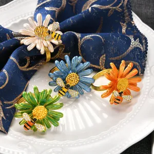 Bulk Set of 12pcs Faux Daisy Napkin Rings Hawaiian Luau Party Supplies Favors Wholesale