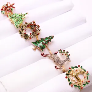 Bulk Set of 6pcs Christmas Napkin Rings Holders Wholesale