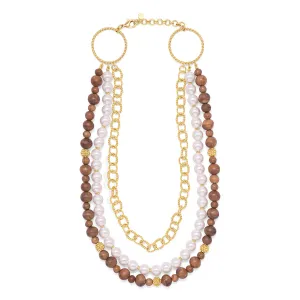 Capucine De Wulf Earth Goddess Necklace - Teak/Pearl