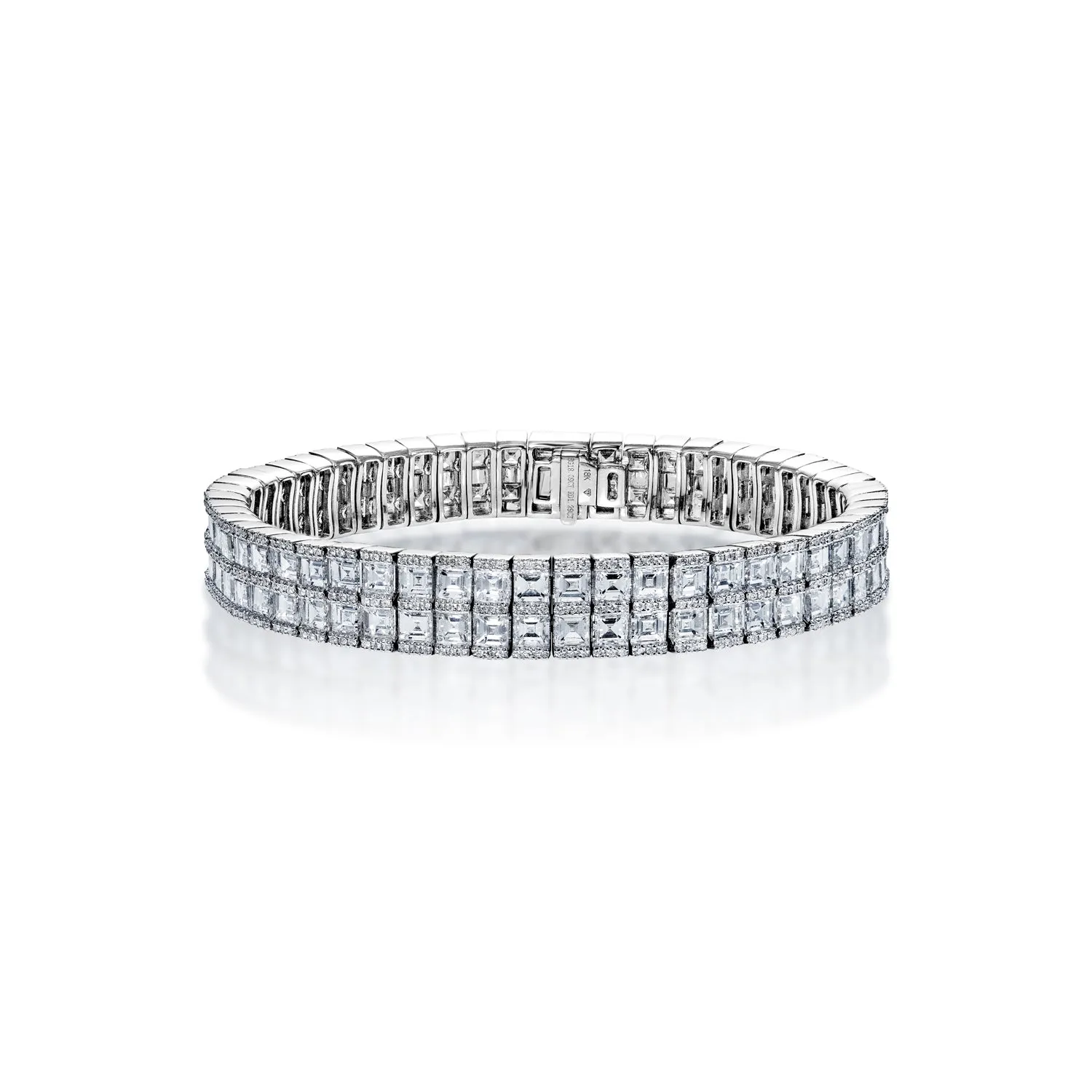 Carre 19 Carats Combine Mix Shape Diamond Double Row Bracelet in 18k White Gold