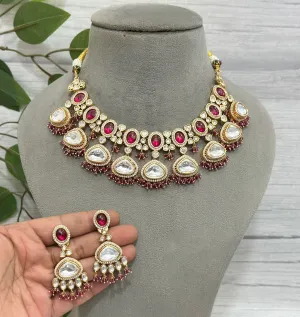 Celebrity Inspired Bridal Polki Choker Earrings Set, Polki Earrings Set, Polki Choker Set, Bollywood Polki Choker Set, Pakistani Polki Choker Set, Wedding Polki Jewelry Set