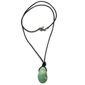 Chrysoprase Necklace Prayers and Praises Leather Wrap Gem