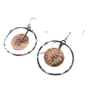 Circles Within Brass and Sterling Earrings - Small