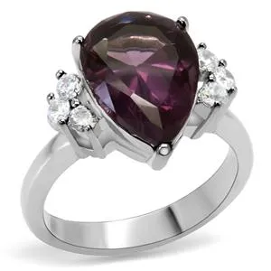 CJ7860OS Wholesale Stainless Steel Amethyst CZ Ring