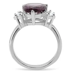 CJ7860OS Wholesale Stainless Steel Amethyst CZ Ring