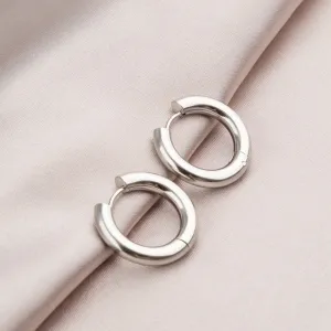 Classic Silver Chunky Hoop Earrings-jlt11679