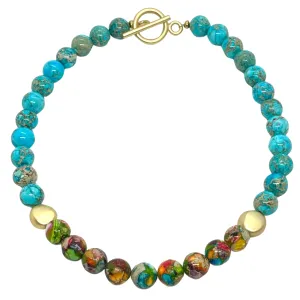 Confetti Jasper and Turquoise Aqua Terra Beaded Necklace