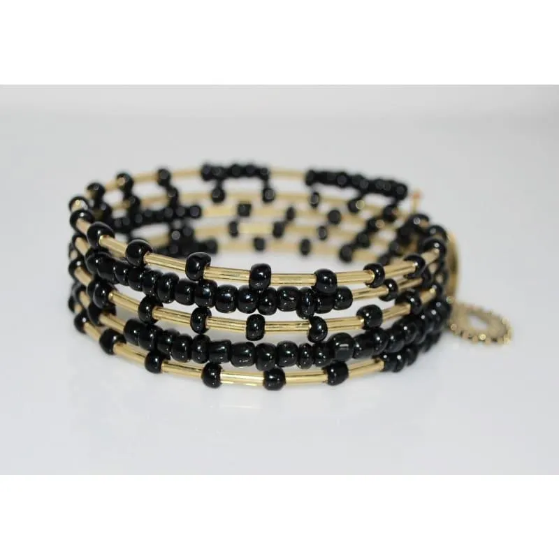 Copy of Gorgeous Slate Seed Bead With Charms Steel Wrap Around Bracelets