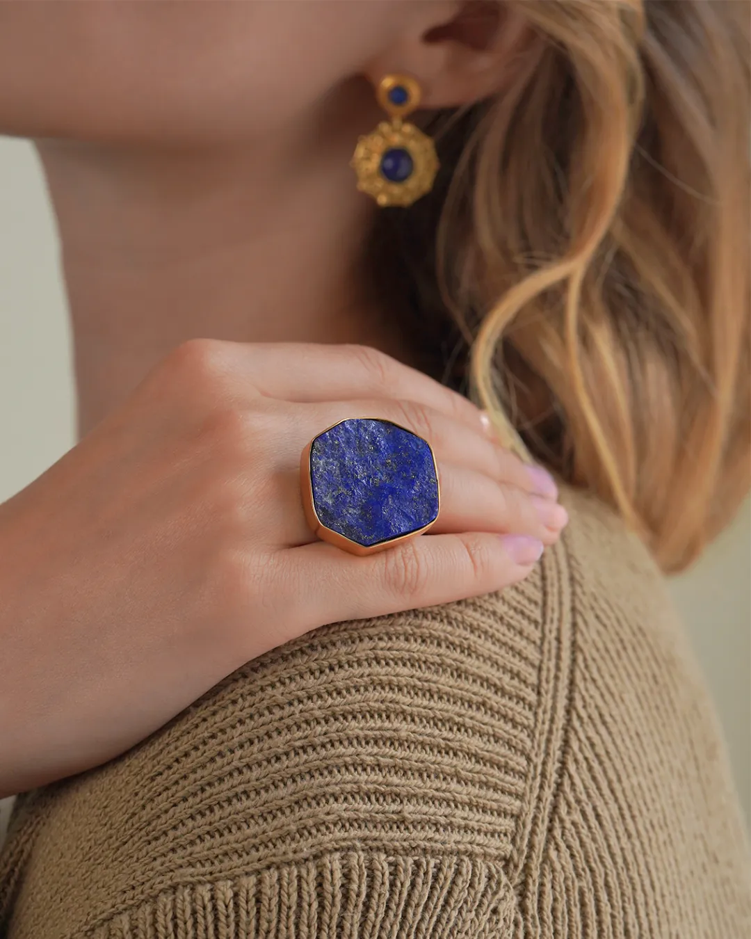 Cosmic lapis gold ring