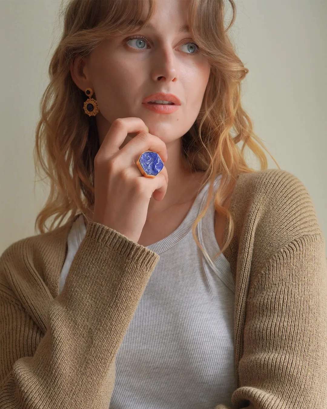 Cosmic lapis gold ring