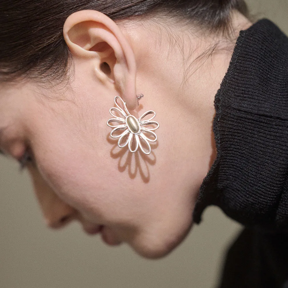 Cut Out Floral Hoop Earrings