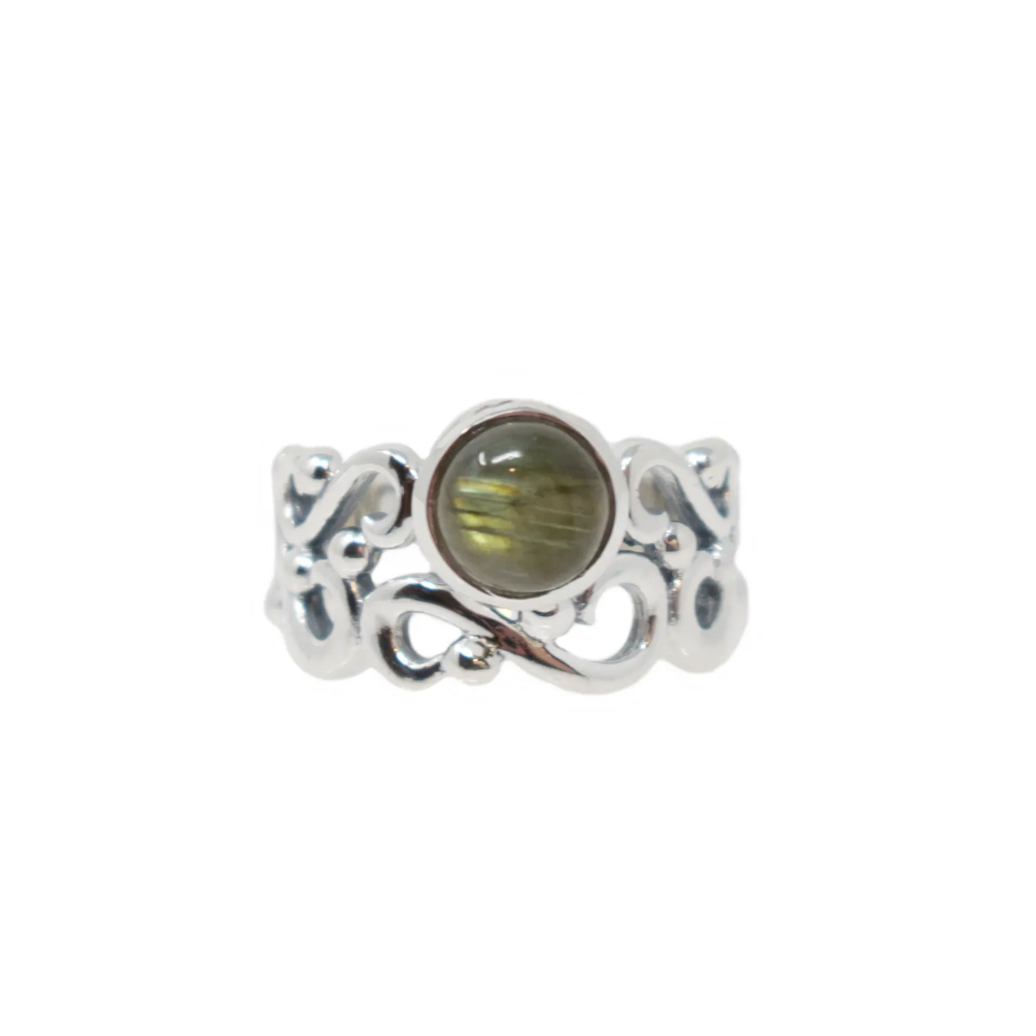 Cutout Swirl Gemstone Ring