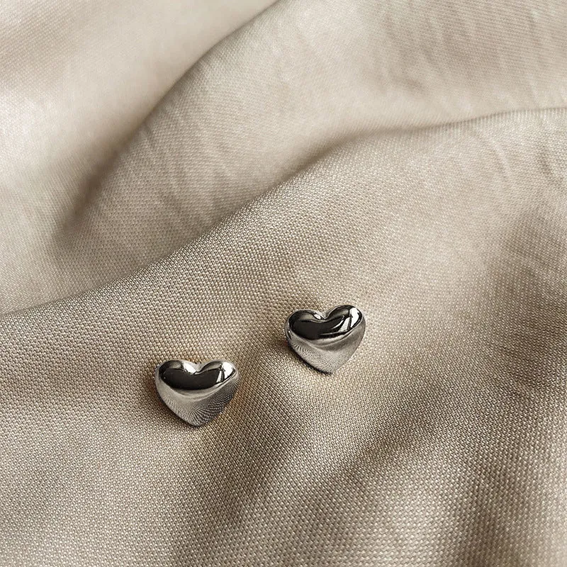 Dainty Heart Stud Earrings Stainless Steel