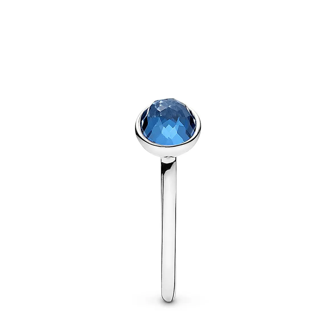 December birthstone silver ring with London blue crystal, 6 mm