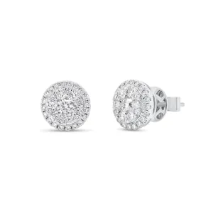 Diamond Round Cluster Stud Earrings