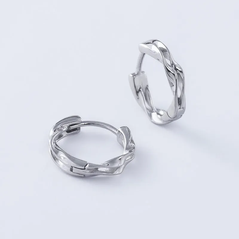 Double Layer Mobius Wave Silver Hoop Earrings for Women