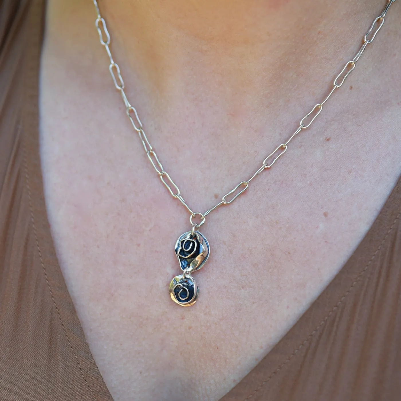 Double Rose Drop Necklace