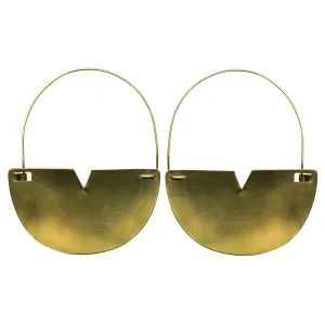 Earring - Cleft Half Circle, Brass