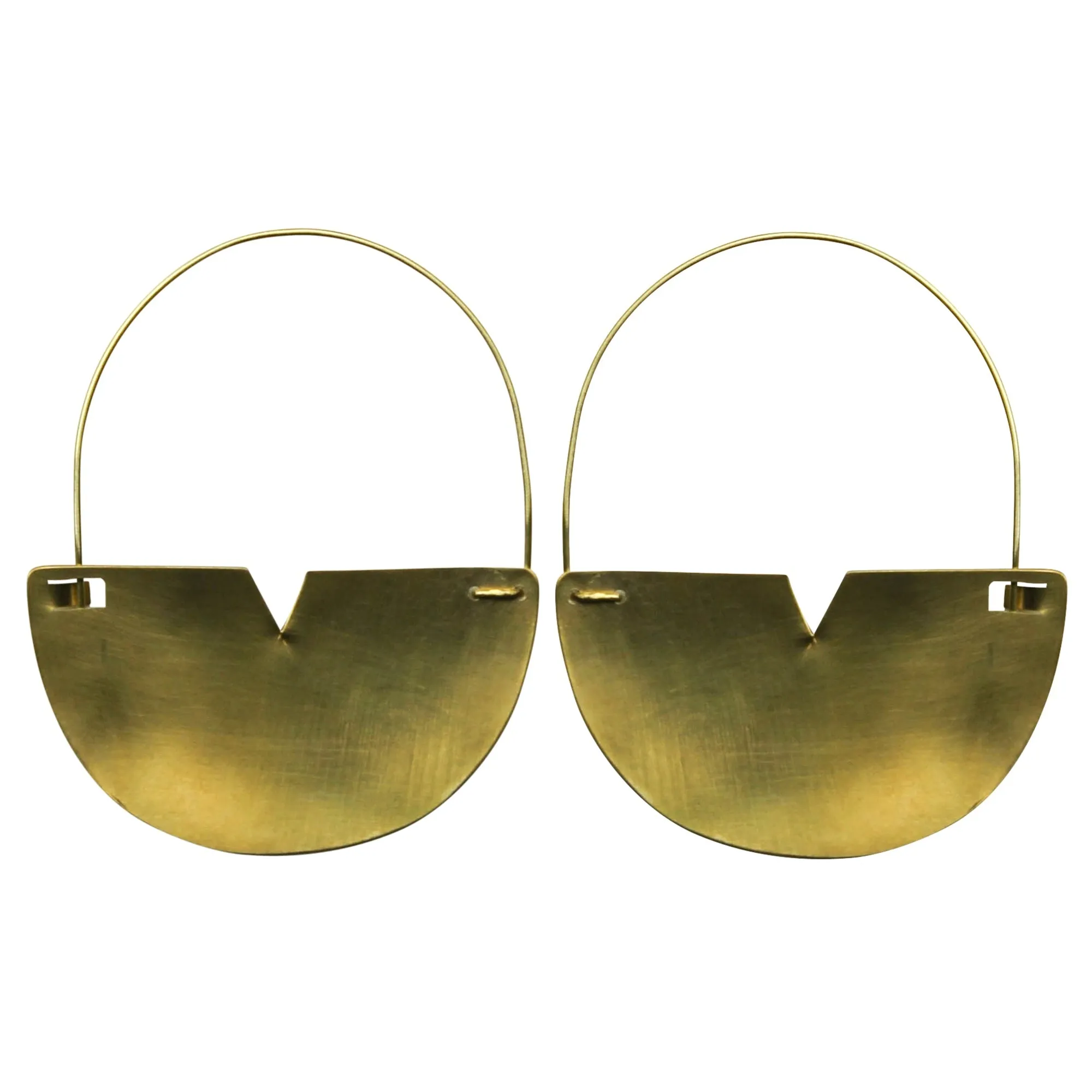 Earring - Cleft Half Circle, Brass