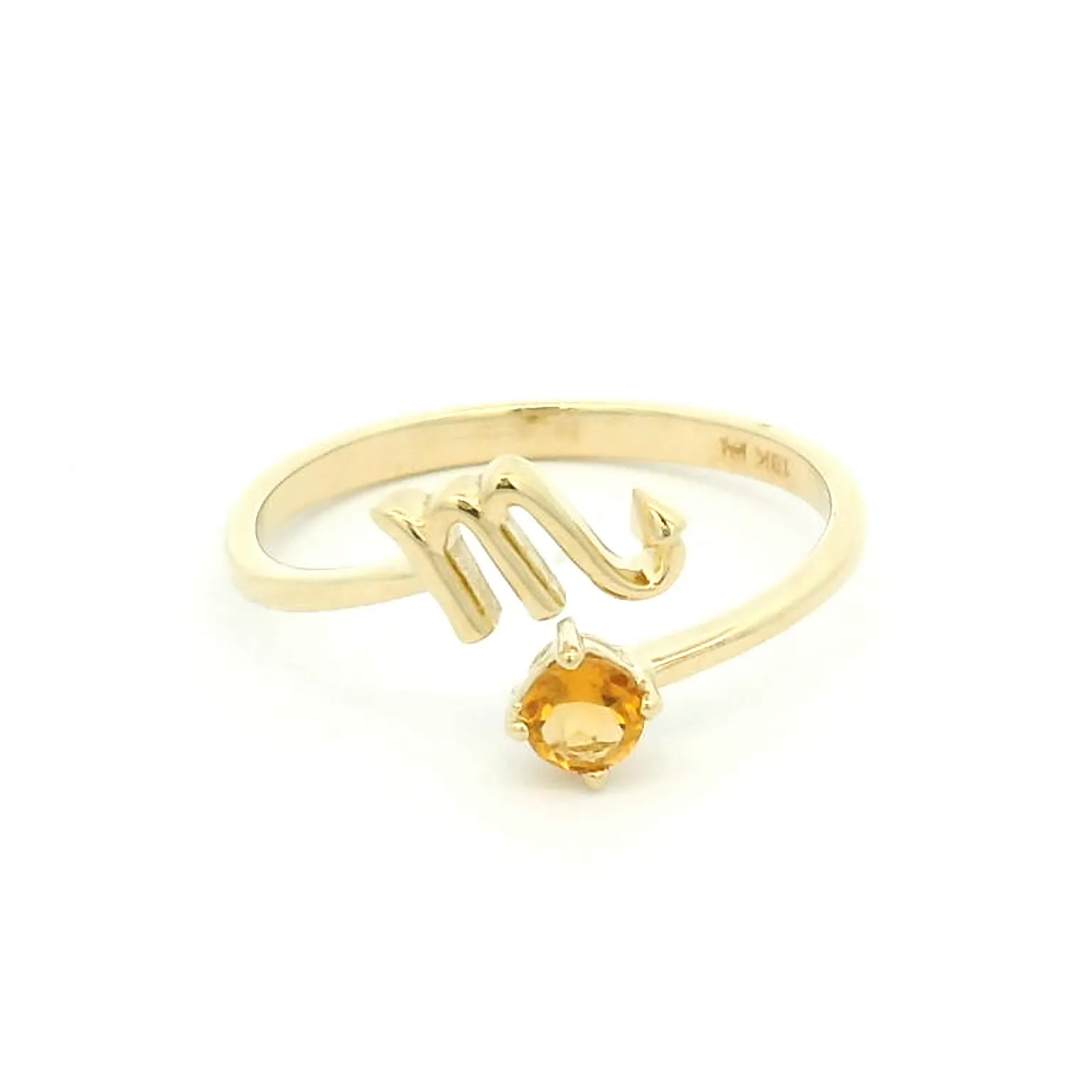 Elegant Scorpio Zodiac Ring in Yellow Gold with Citrine