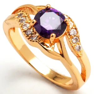 Elegant weeding Rings for women pink Cubic zirconia jewelry yellow gold filled sapphire synthetic ruby ring