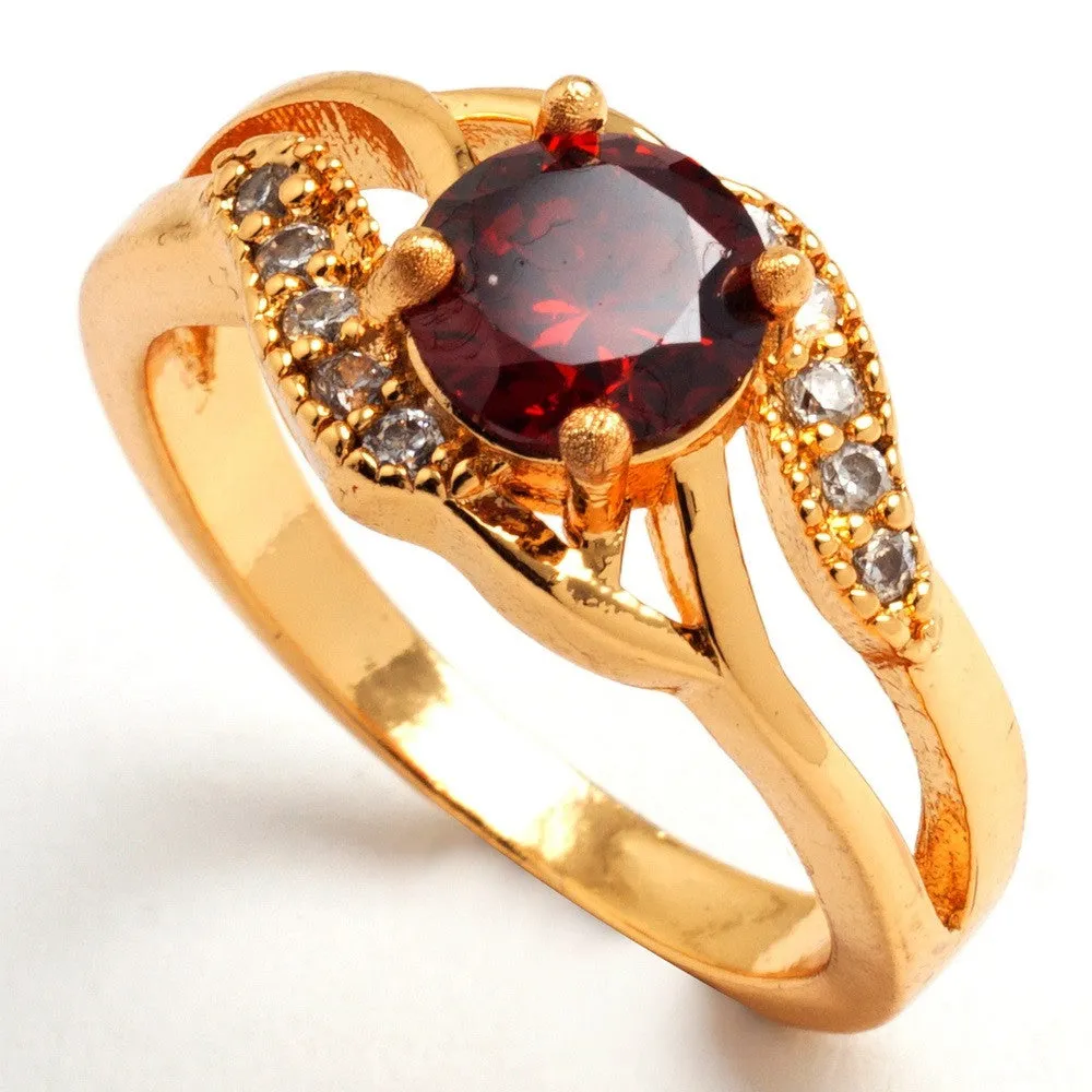 Elegant weeding Rings for women pink Cubic zirconia jewelry yellow gold filled sapphire synthetic ruby ring