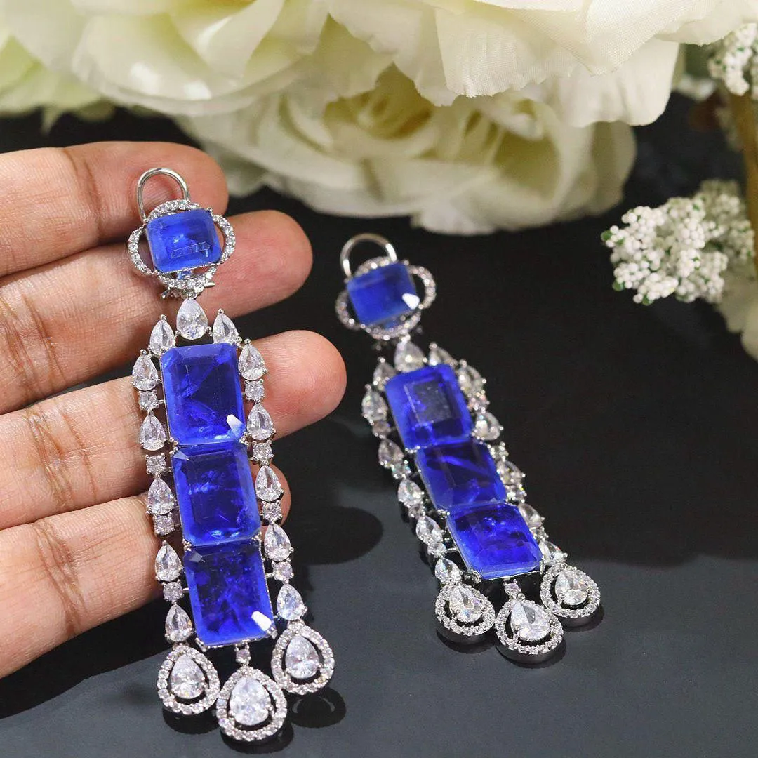 Ethnic Crystal Earrings Bollywood Kundan Handcrafted Premium Wedding Jewelry from India and Pakistan