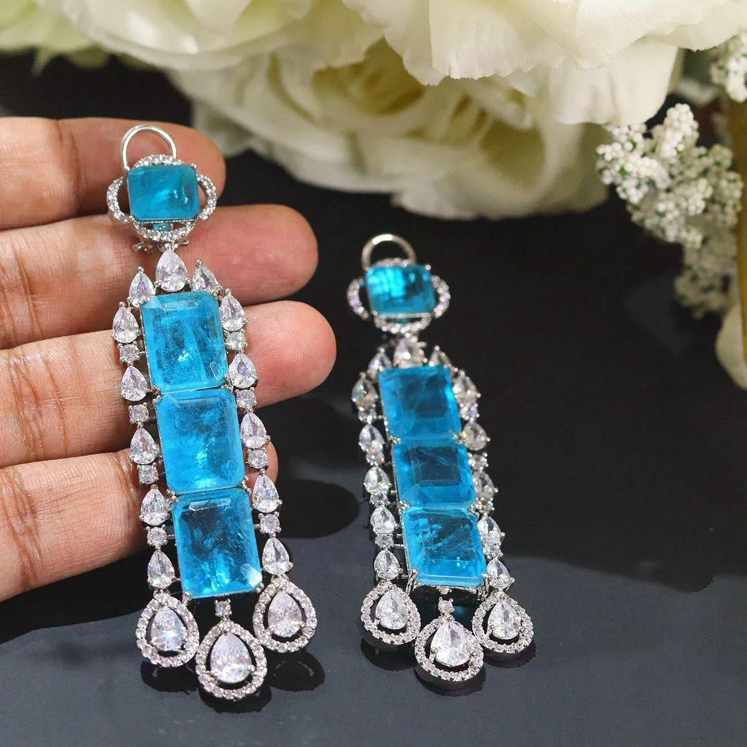 Ethnic Crystal Earrings Bollywood Kundan Handcrafted Premium Wedding Jewelry from India and Pakistan