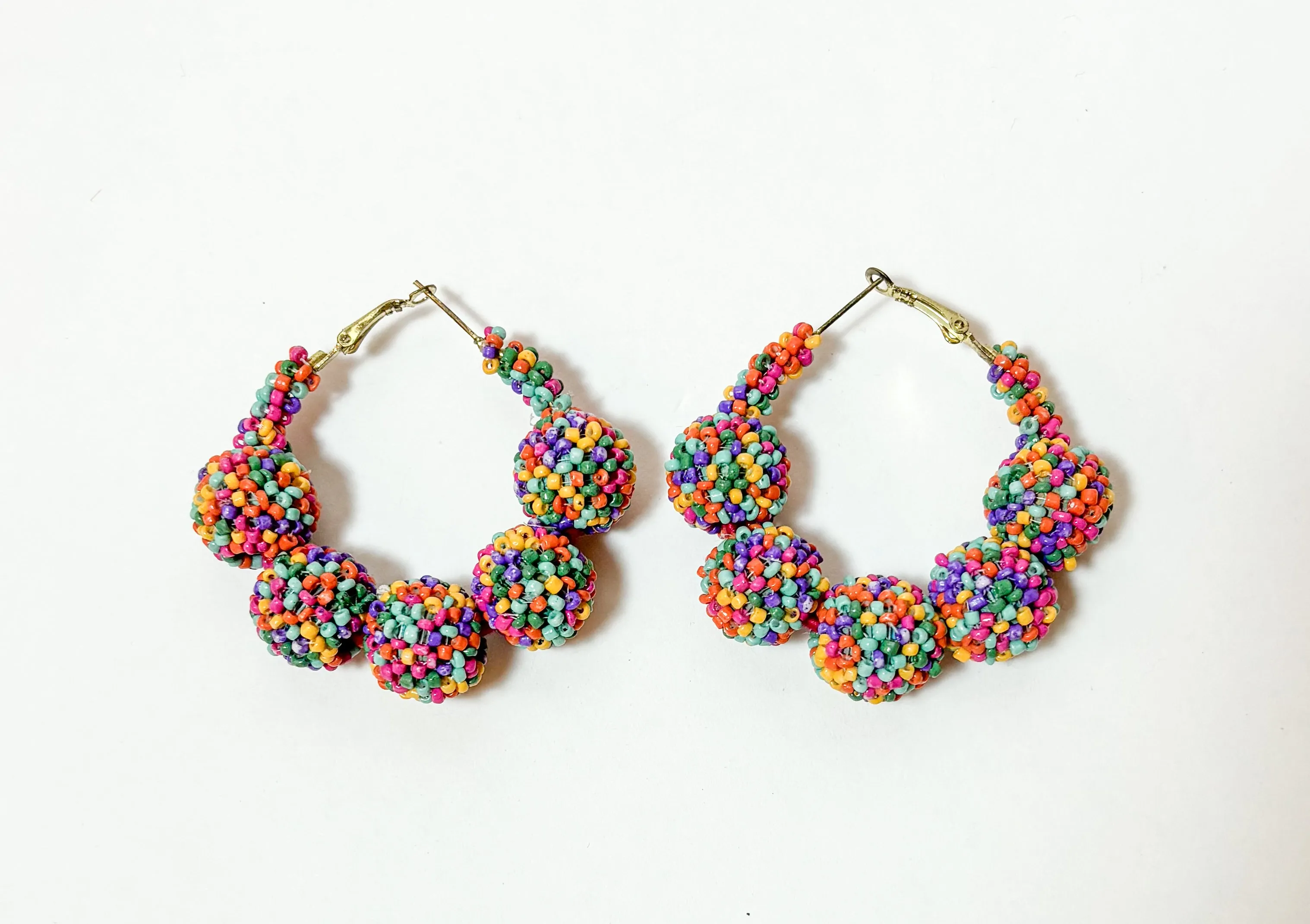 Five Ball Bead Hoops