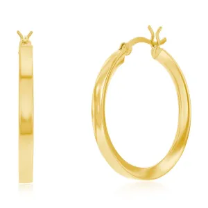 Flat Hoop Earrings - Gold Plated