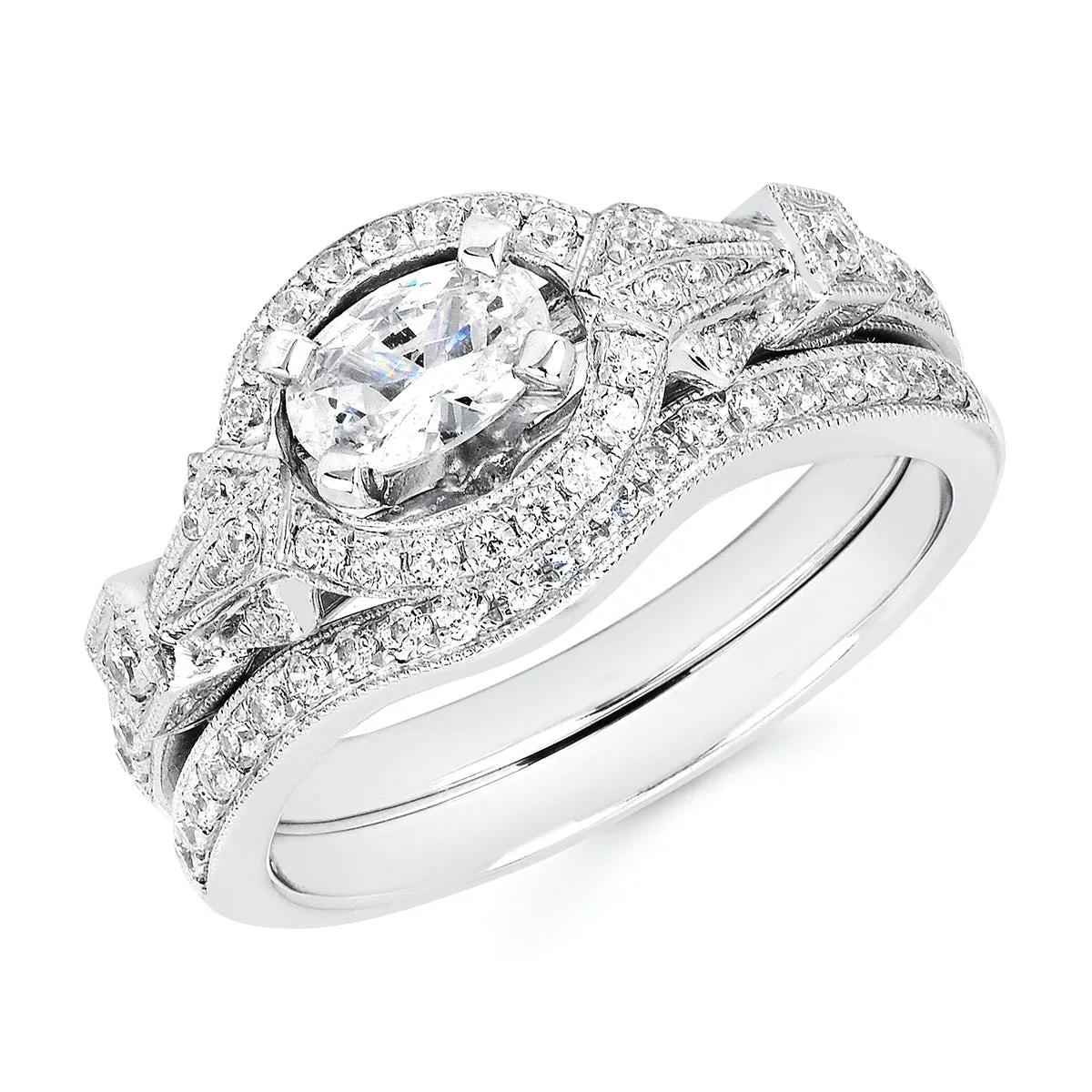 Forever Elegant&trade; 1/5 Ctw. Diamond Semi Mount shown with 1/2 Ct. Oval Center Diamond in 14K Gold