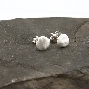 Freeform Fine Silver Circle Studs