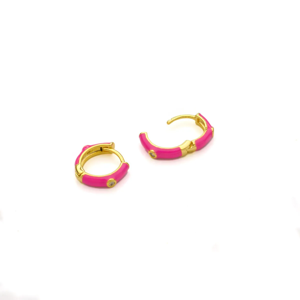 Fuchsia Enamel Huggie Hoops