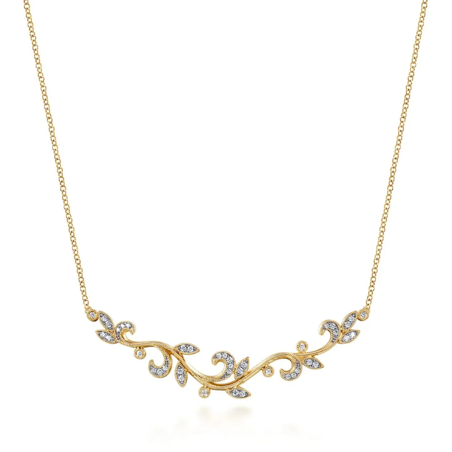 Gabriel & Co. Vine Leaf Diamond Necklace