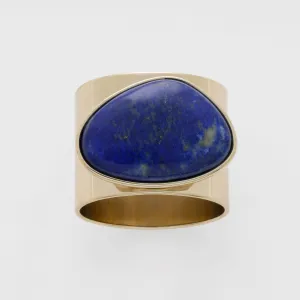 Gilt edge shell napkin rings, lapis lazuli, set of two