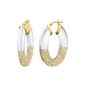 Glitter Flat Oval Lucite Hoop Earrings