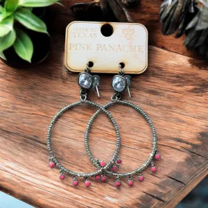 Gold & Pink Charmed Hoops