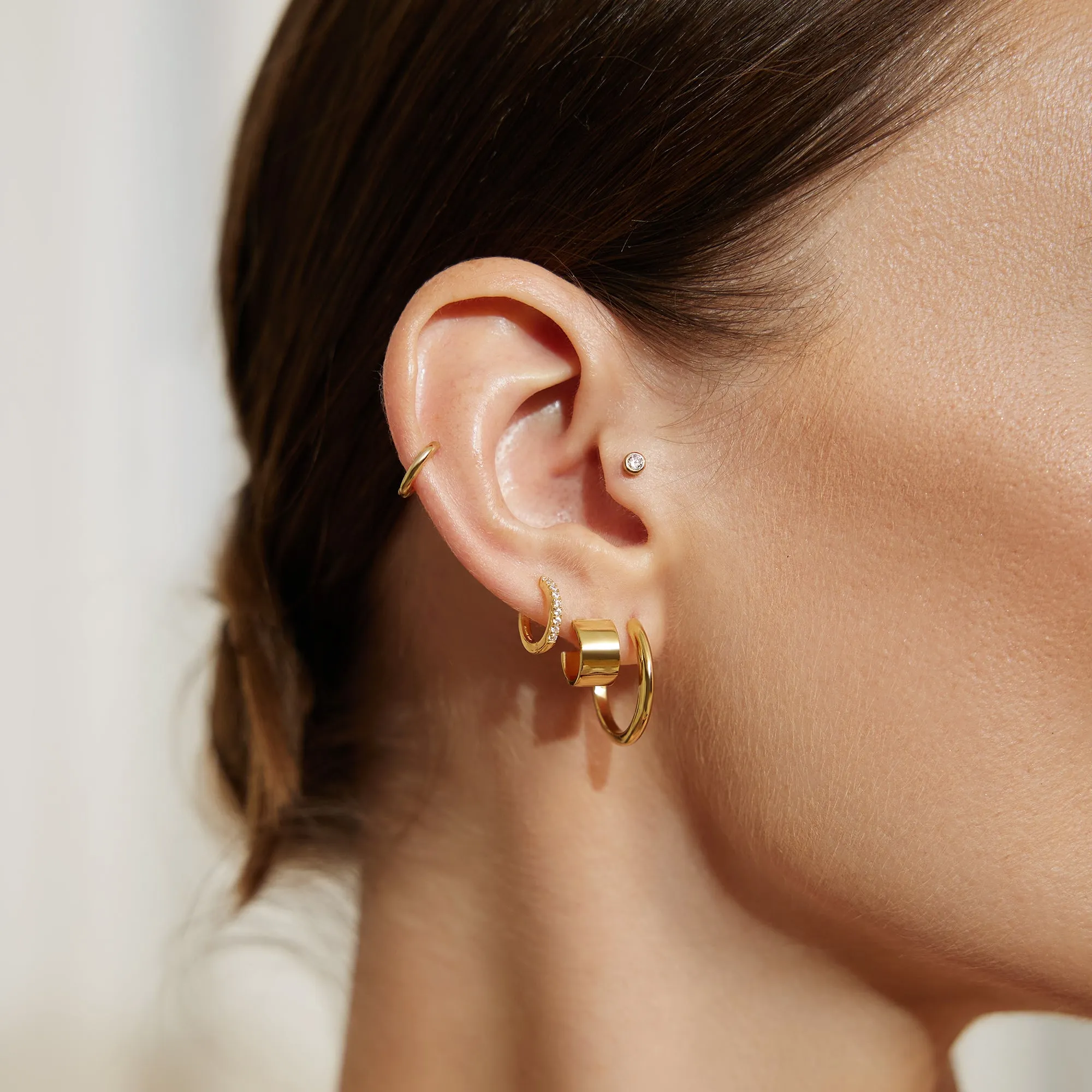 Gold Flat Small Huggie Hoop Earrings